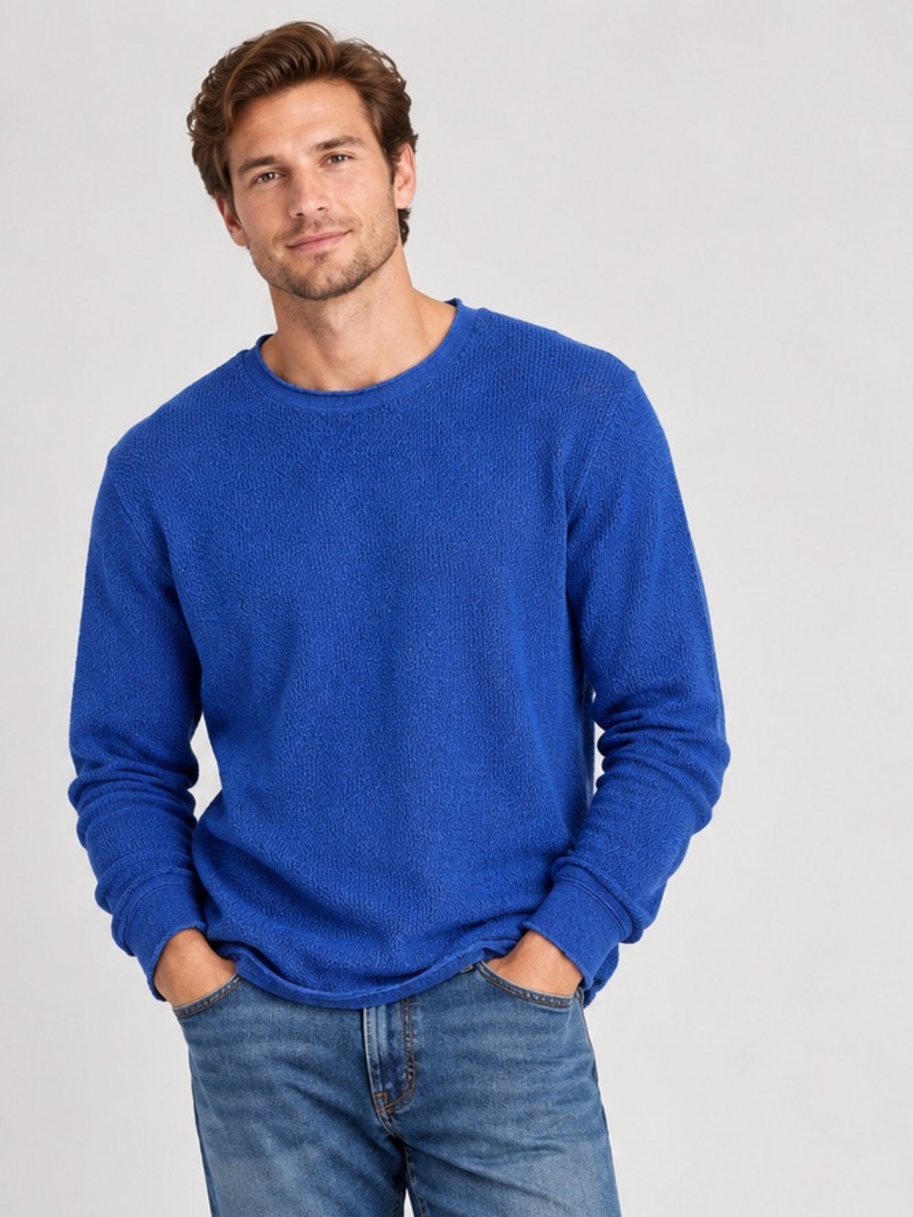 rag & bone Gregory Merino Wool Knit Crewneck Sweater Men’s Large Blue